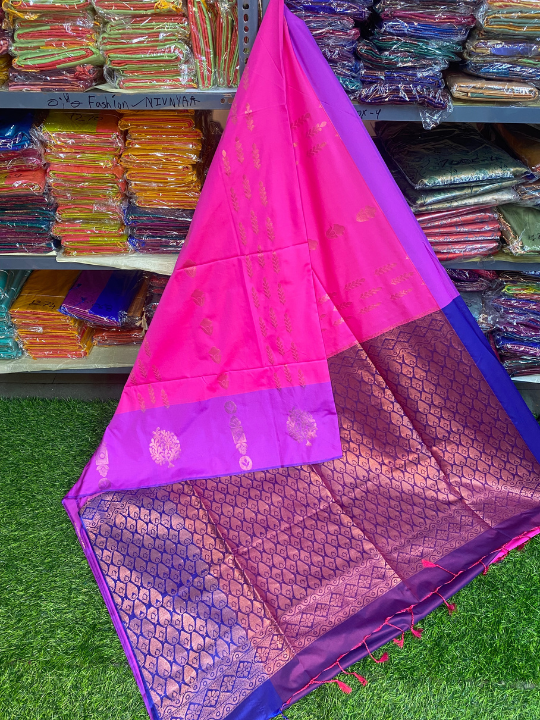 Kanjivaram Tissue Border Soft Silk Saree (Multi Color)