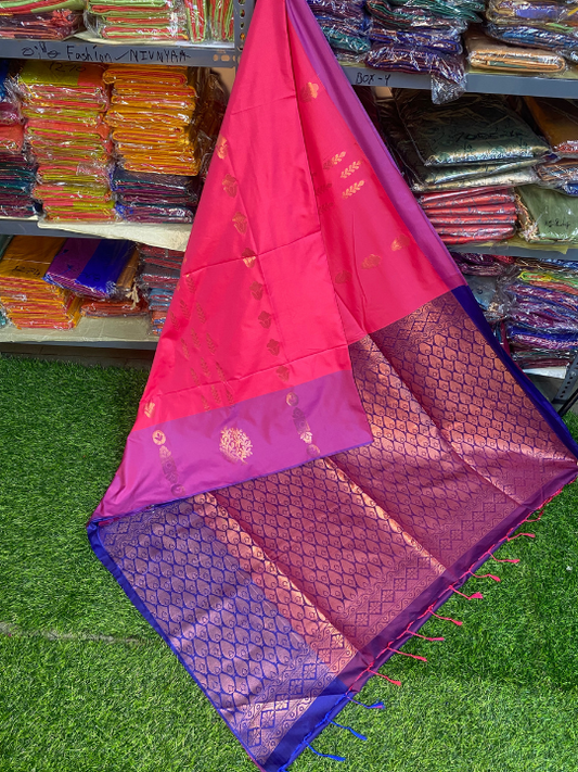 Kanjivaram Tissue Border Soft Silk Saree (Multi color)
