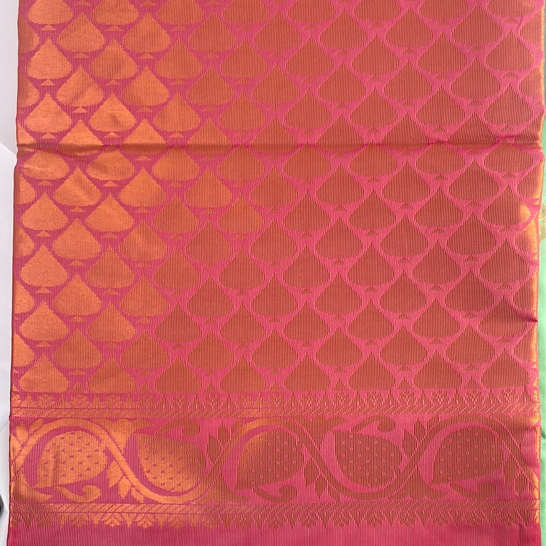 Kanjivaram Tissue Border Soft Silk Sarees (Sea Blue with Pink)