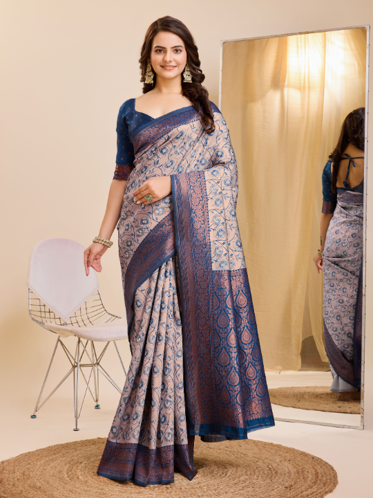 Banarasi Soft Silk Saree (Blue)
