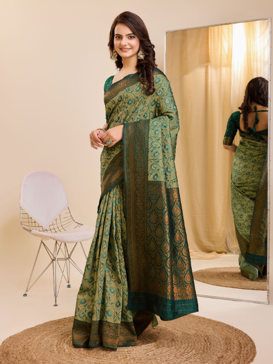 Banarasi Soft Silk Saree (Green)
